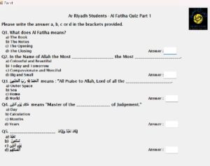 Ar Riyadh Quiz Al Fatiha Part1