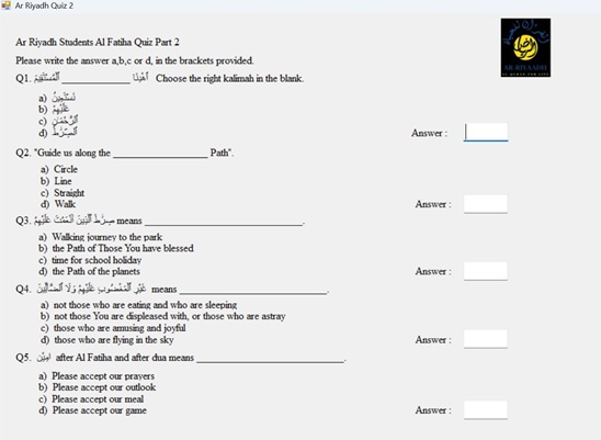 Ar Riyadh Quiz Al Fatiha Part 2
